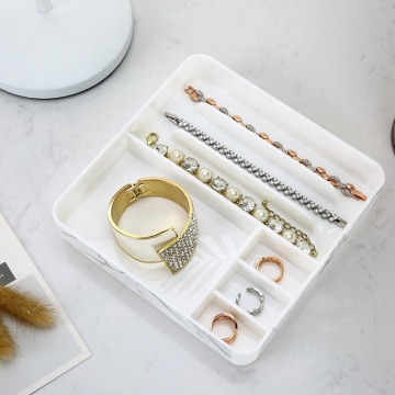 Penganjur perhiasan stackable yang mesra alam Cincin anting-anting kalung penyimpanan dulang ps Platice marmar perhiasan kotak penyimpanan