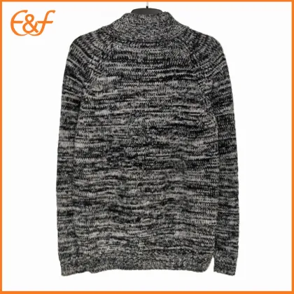 Full Zip Fancy Yarn Cardigan Sweater for Men
