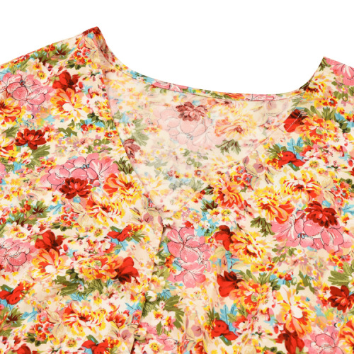 atacado designer blusa de verão com decote em v moda feminina floral de manga longa blusa feminina