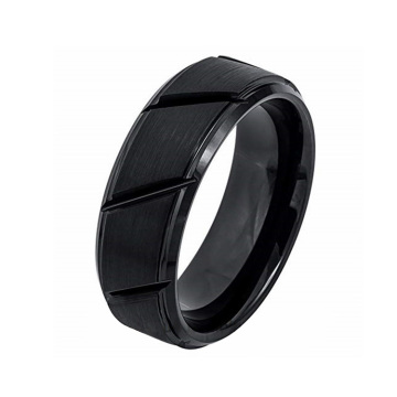 8mm siyah fırçalanmış tungsten karbür yüzük onun için