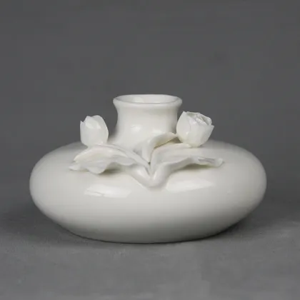 Matt Green Unpainted Ceramic Vase for Flowers - Home Decor