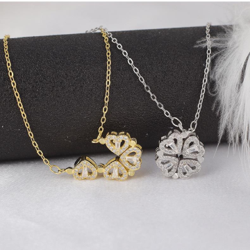 Οι καλύτεροι πωλητές S925 Silver Silver Lucky Four-Leaf Clover κολιέ