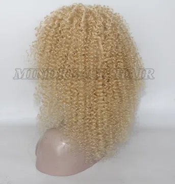 Cambodian human hair full lace wig kinky curl full lace human hair wig 22" length #613 blonde color human hair lace wig