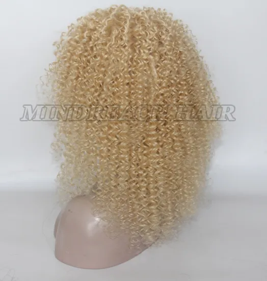 Cambodian human hair full lace wig kinky curl full lace human hair wig 22" length #613 blonde color human hair lace wig