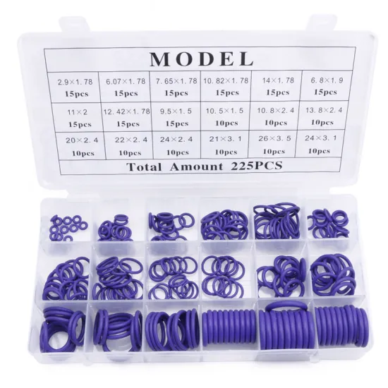 225Pcs Seal O-ring R22 R134a Air Conditioning O-Ring Rubber Washer Assortment PL Car Accessories