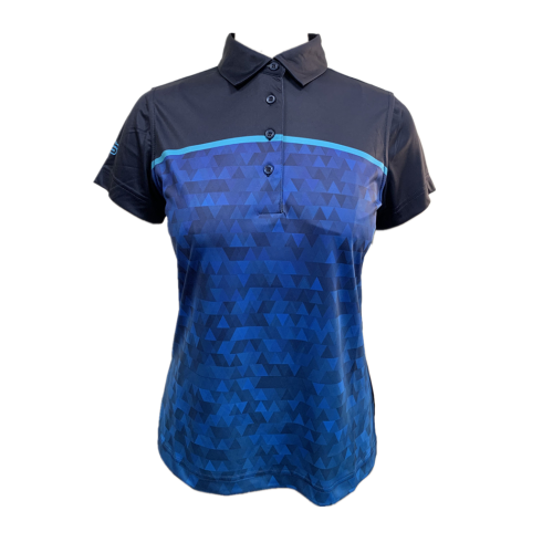 China Ladies knit digital print short sleeve polo shirt Supplier