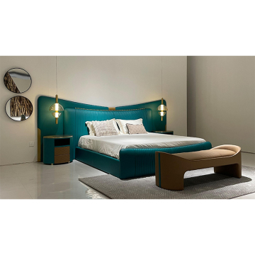 Luxury Hotel Bedroom Furniture: Modern King Size Beds with Velvet Headboards