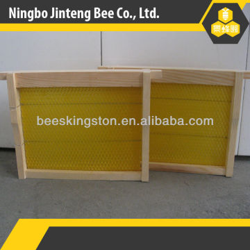 Mating beehive pine wooden frame with foundation