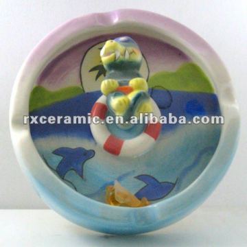 hand painting animal ceramic funny ashtray-crocodile