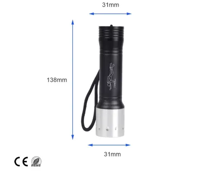 Aluminum waterproof IP68 Underwater diving flashlight