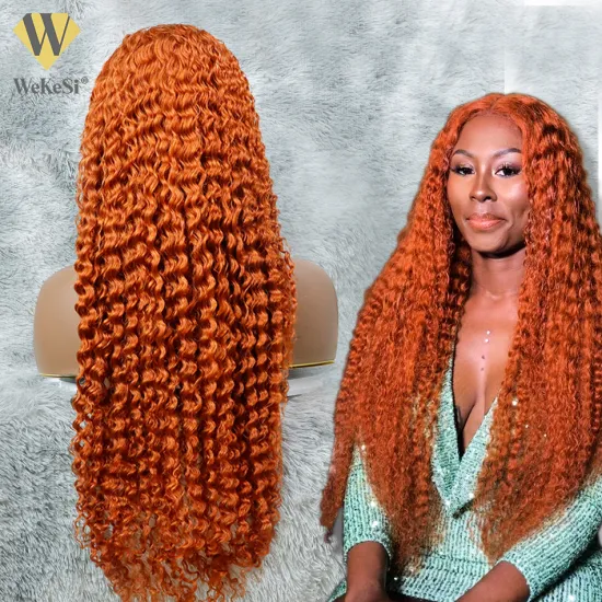 Colored Wigs Human Hair Lace Front,Custom Color Wig For Black Women, #350 Deep Wave Orange Ginger Human Hair Wig