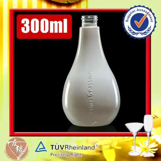 Small cute bubble shape white colored glass bottle 300ml