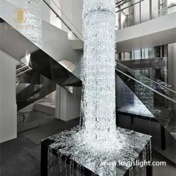 High luxury 2m custom crystal staircase decoration chandelier hotel shopping mall decoration large custom crystal lamp