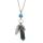 Aquatic Agate Feather Hexagonal Prism Pendant Choker Necklace