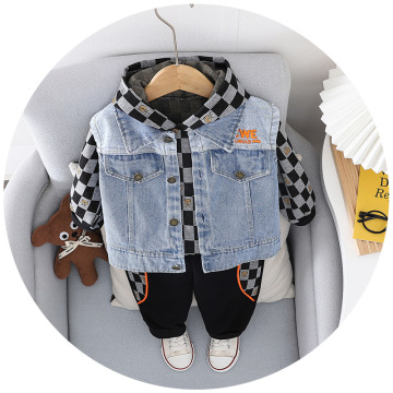 Kanak-kanak Fesyen Cowboy Vest Cotton Hooded Sweater