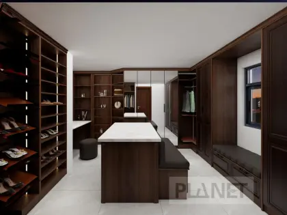 Classic Walk-In Wardrobe With Dress Table Closet Furniture