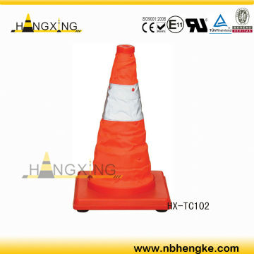TC102 30cm High quality Reflective Retractable traffic cone, folding in usage