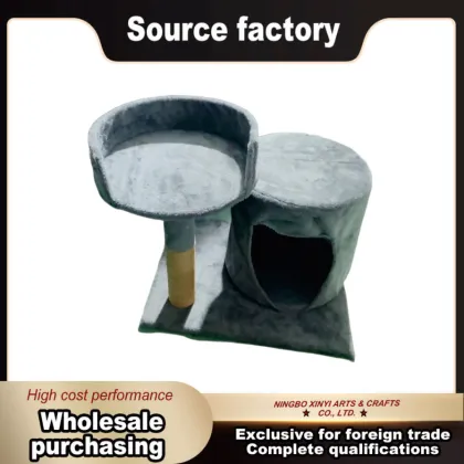 Grey Sisal Cat Scratching Post with Cat House