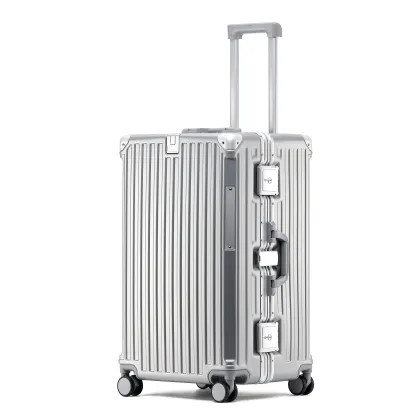 Aluminum Magnesium Alloy Luggage: Large Capacity Metal Suitcase with Password