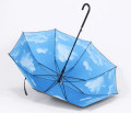 Paraguas de manija larga negra impresa completa promocional