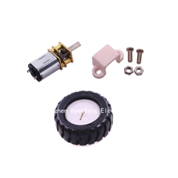 6V Miniature DC Gear Reduction Motor with D-axis Rubber Tire Kit for N20 Reduction