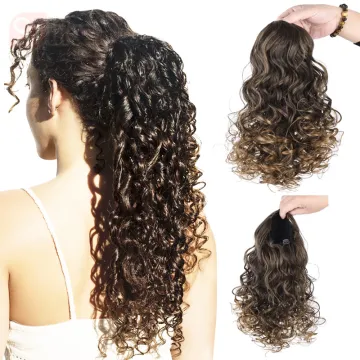 Drawstring 18" Puff  Afro Kinky Curly  Synthetic Clip In Extensions  Water Wave  Ponytail Drawstring Ponytail Hair Extensions