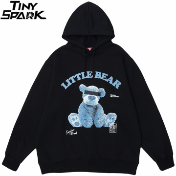 Hip Hop Hoodie Pullover Mens Funny Bear Printed Streetwear Sweatshirt Harajuku Cotton 2020 Autumn Fashion Loose Casual Hoodie