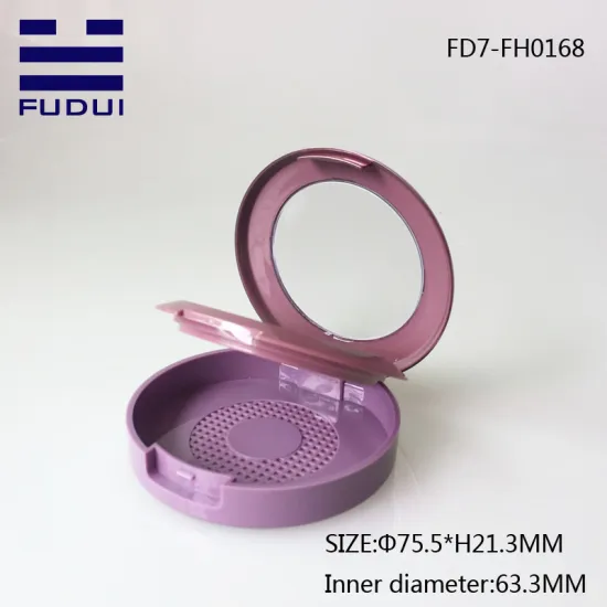 Cute round shape plastic compact powder blush case