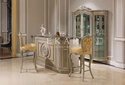 Luxury Home Furniture Livingroom Glass Cabinet Single Door Handcarved Decorative Cabinet Solid Wood Corner Wine Cabinet