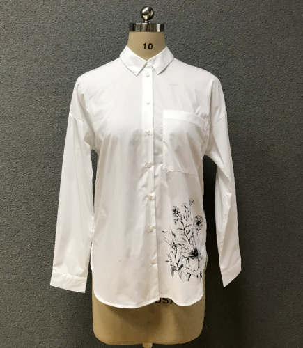 women's white print shirt