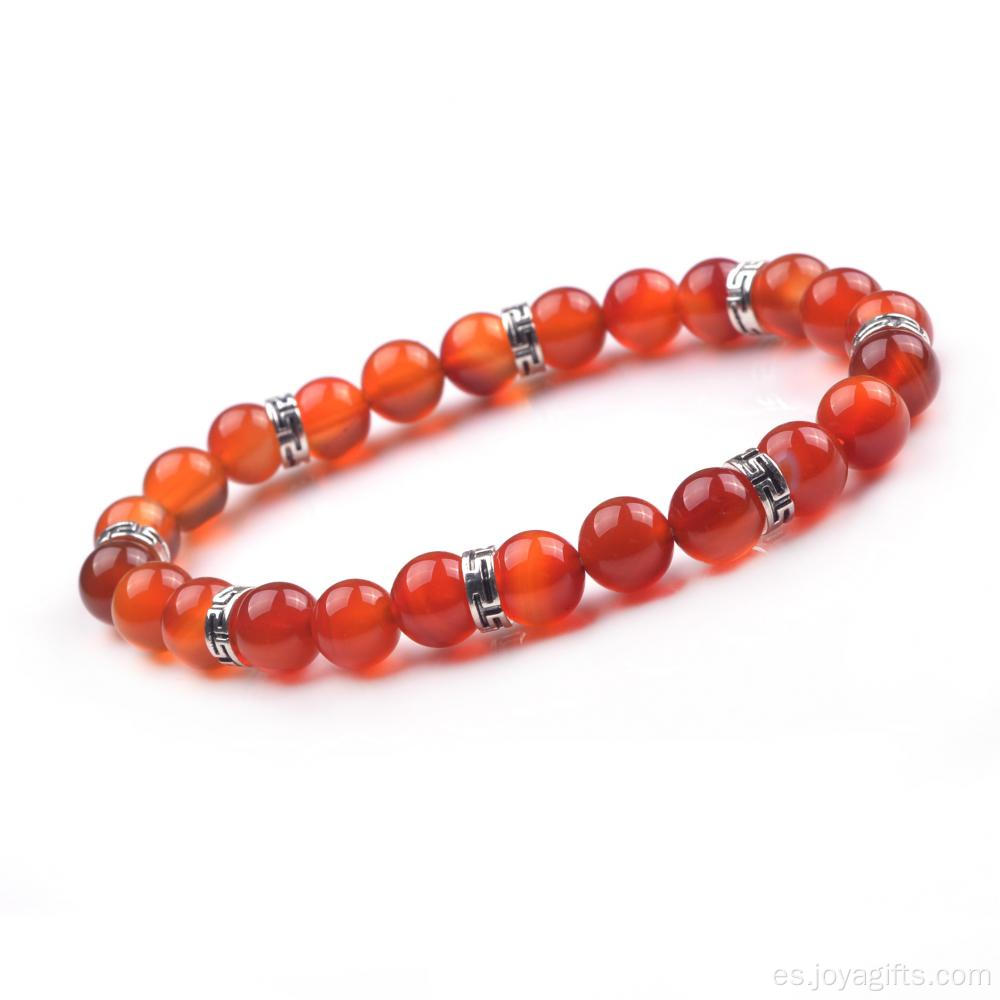 Pulsera de cuentas redondas de piedra natural cornalina 8MM 24 piedras preciosas para curación Reiki