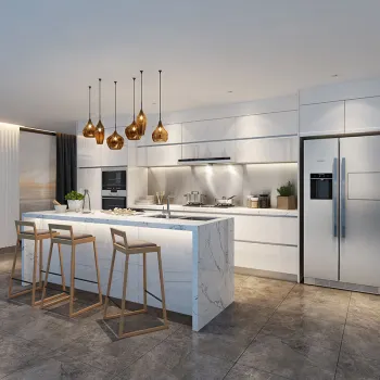 Modern European Style Sintered Stone Countertops and Kitchen Cabinets from Foshan Factory: Designer Kitchen Furniture Collection