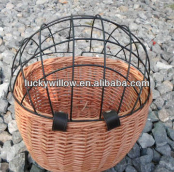 wicker bicycle basket with cage for cats or dogs factory supply