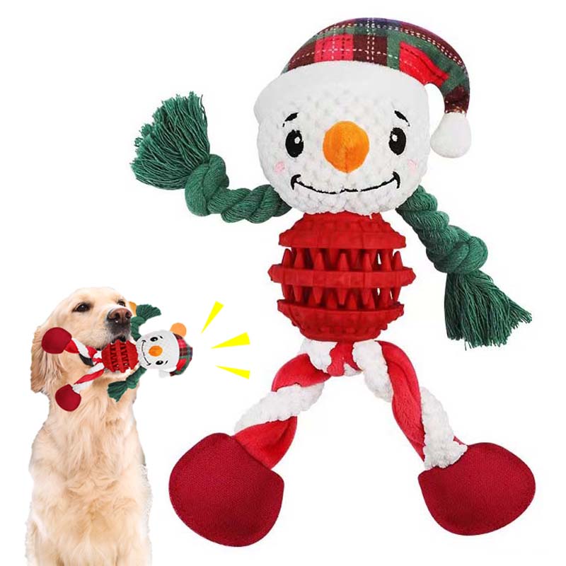 Dog Christmas Toys with Squeaky,Santa Reindeer and Snowman,Puppy Durable Dog Chew Tough Toys for Large Medium Small Pets Dogs