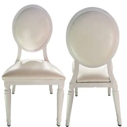 Aluminium White Round Back Hotel Wedding Upholstered Louis XV Wedding Chair