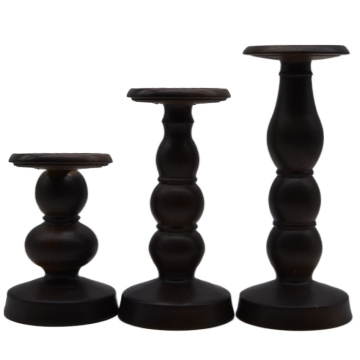 Portacandele votive da tavolo in legno nero