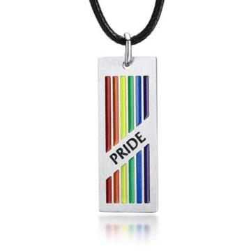 Iywu Aceon Stainless Steel Satin Finish Rectangle Pride Pendant