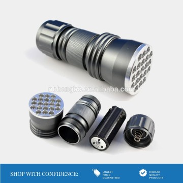 New Aluminum Violet Light Blacklight Torch Lamp 21 LED UV Flashlight