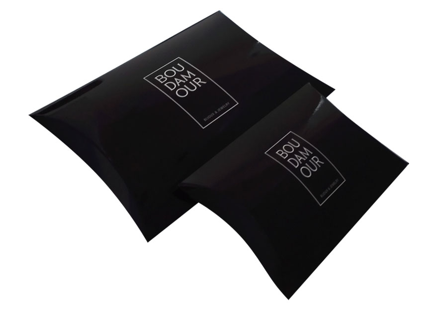 Custom Paper Pillow Box With Silver Foil Logo