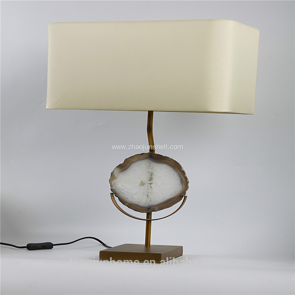 Canosa agate decor table lamp with metal pedestal