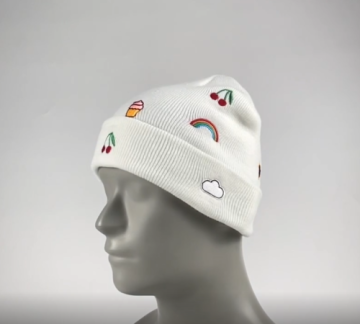 Custom Embroidery cartoon Knit beanie hat