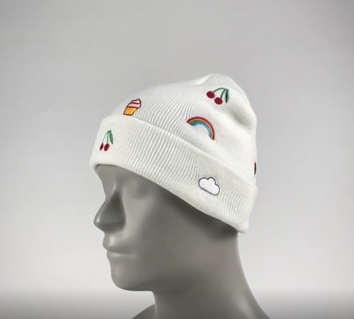 Custom Embroidery cartoon Knit beanie hat