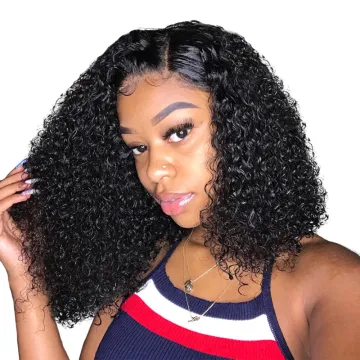 Wholesale Jerry Curly Virgin Cuticle Aligned Hair 4*4 Closure Short Bob Wigs Mink Brazilian Human Hair 4*4 Lace Closure Wigs