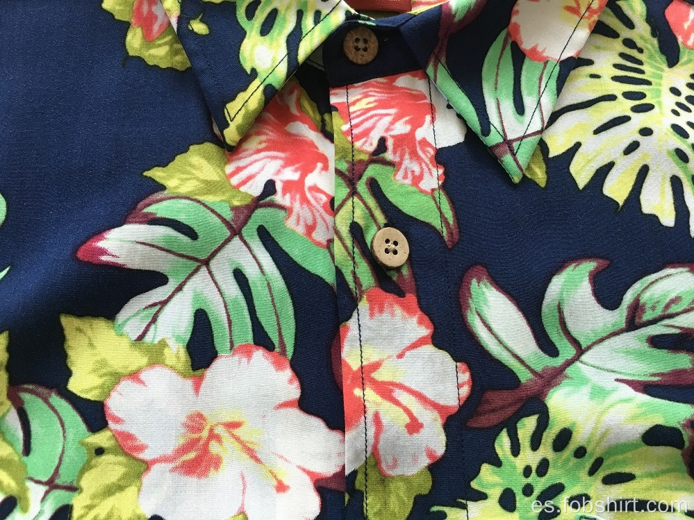 Camisa de Hawaii con estampado de algodón para la playa