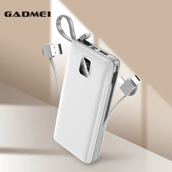 Factory Price Slim Battery Portable Charger with 10,000mAh Capacity, Built-in Cable, and Custom Logo Option