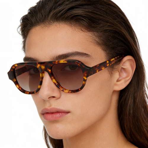 Retro Double Bridge Pilot Acetate Sunglasses ME2007