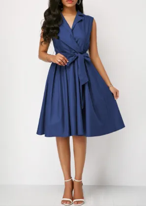 Sleeveless strap A-line dress women's waist tight skirt