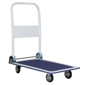 150kg Capacity Iron Platform Hand Trolley Cart: 50x70cm Folding Hand Truck and Dolly with Storage Push Platform