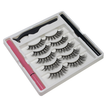 Customizable 5 Pair False Eyelashes Dengan Set Eyeliner Perekat