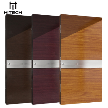 Hitech Wooden Villa Front Door with Steel Strips
